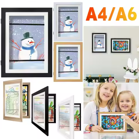 A6/A4 Children Art Frames Front Open Changeable Kids Frametory for Poster Photo Drawing Paintings Pictures Display Home Decor