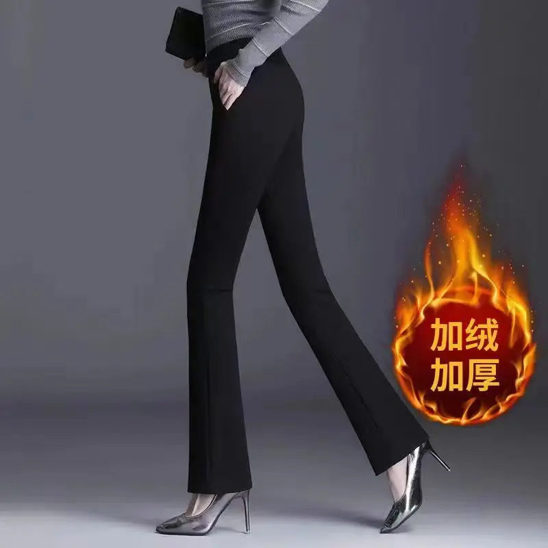 ارتفاع الخصر مايكرو متوهج السراويل النسائية الربيع الصيف رقيقة دعوى السراويل زائد حجم السراويل السوداء المرنة TT349 #3