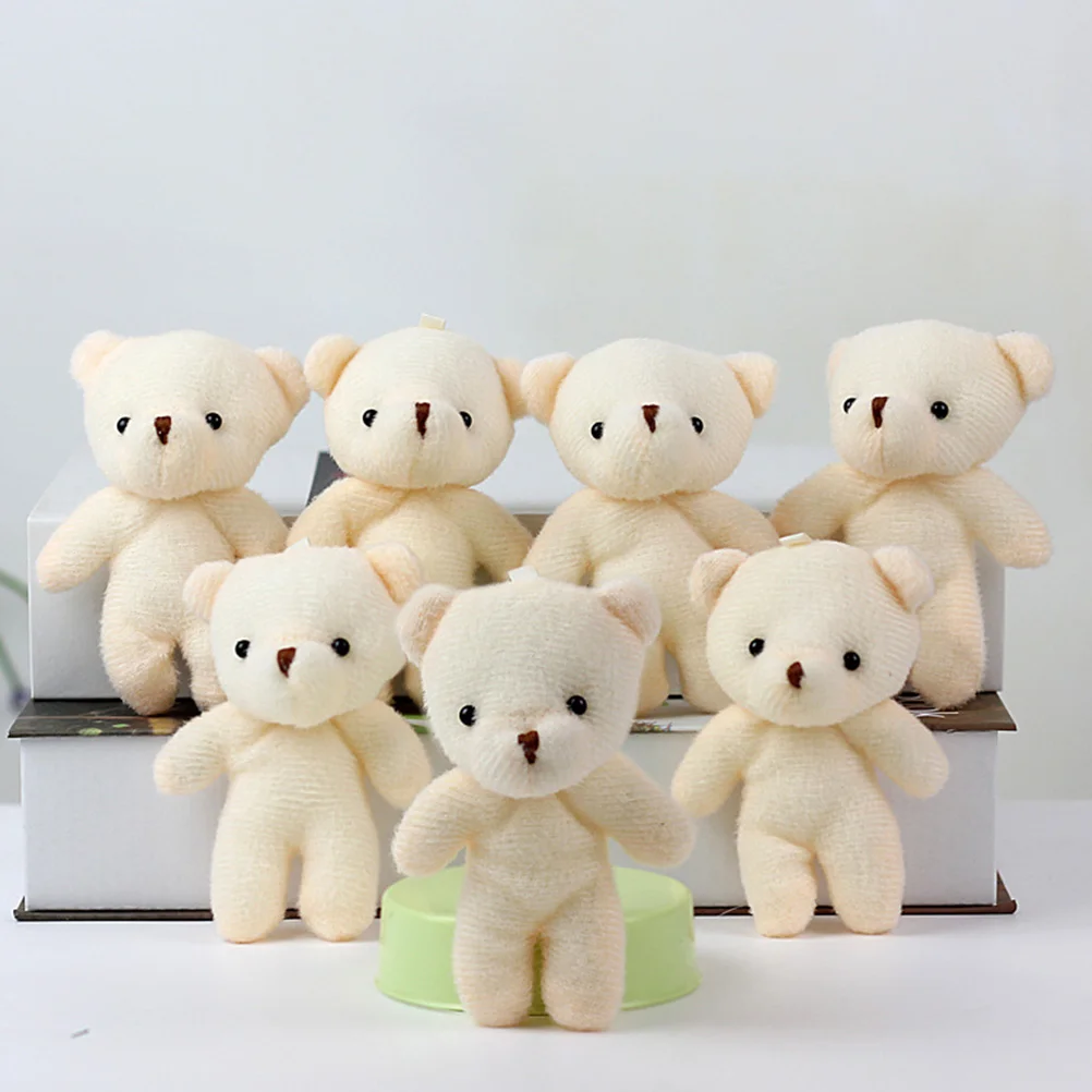 24 Pcs Mini Plush Bear Baby Toy Stuffed Keychain Pendants Multi-function Toys