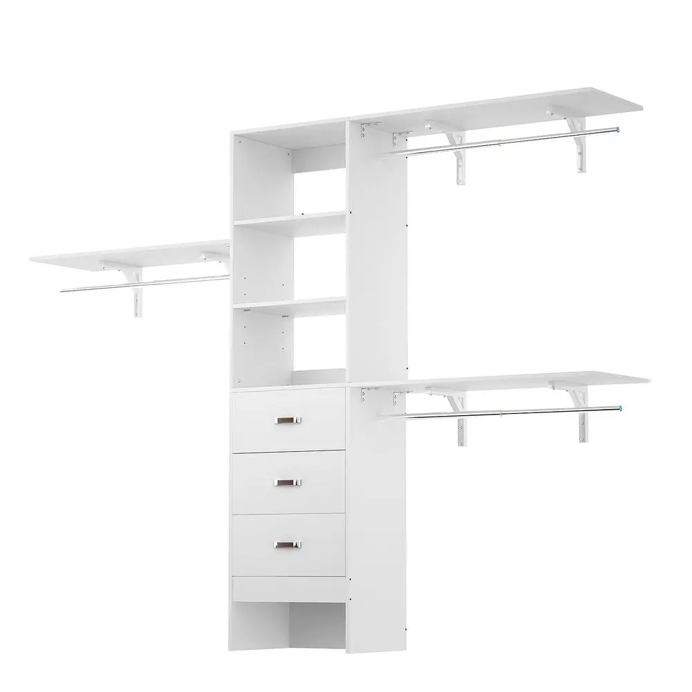 System with Drawers, 5FT8FT Closet Organizer System with 3 Side Top ShelvesCuttable amp 3 Expandable Hanging Rods, Walk in Clos