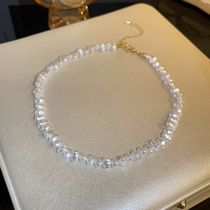 Barokke Parelketting Voor Vrouwen Eenvoudige Mode Sleutelbeenketting Witte Choker Kettingen Designer Bruiloft Sieraden Groothandel