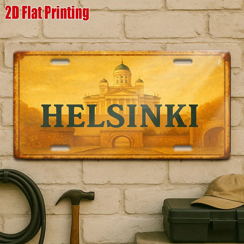 2D Flat Sign, 1pc Pack, Vintage Metal Plaque, for Decorative Use Only, Outdoor Sign and Wall Decor Aluminum Sign from Helsinki