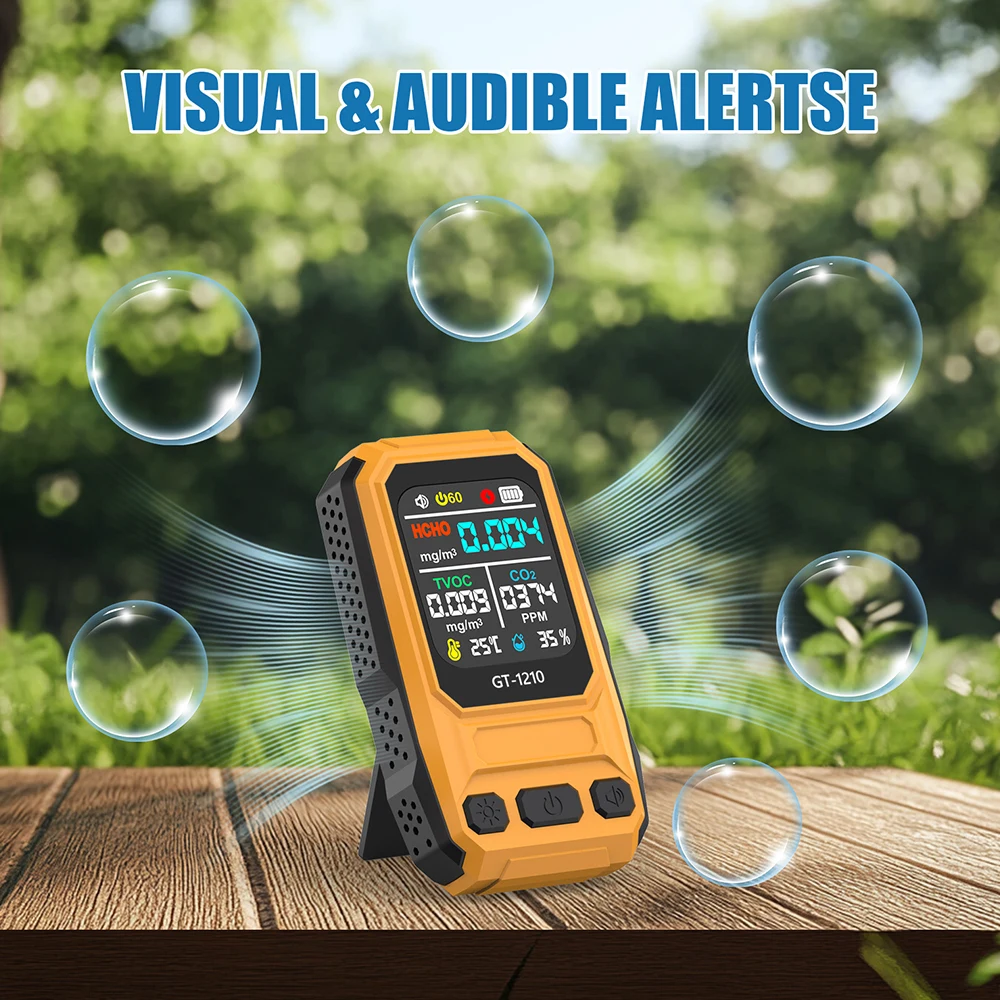 Wholesale 5-in-1 Formaldehyde air Quality Detector Temp / Humidity Detection Digital Display Carbon Dioxide air Quality Detector