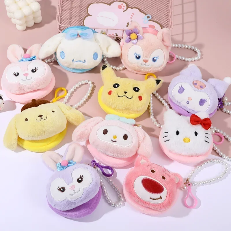 Sanrio Girls Cartoon Bag Cinnamoroll Melody Pachacco Pom Pom Purin Kuromi Card Holder Kawaii Coin Purse Keychain Pendant Gifts