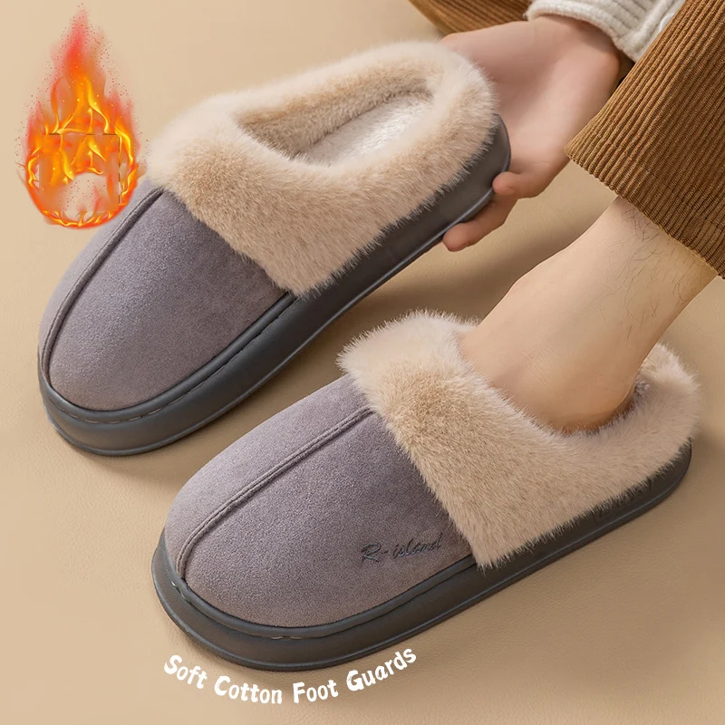 Litfun Winter Women Fluffy Slippers Casual Soft Thick Sole Fuzzy Indoor Slides Warm Plush Home Slippers Fur Women Cotton Slipper