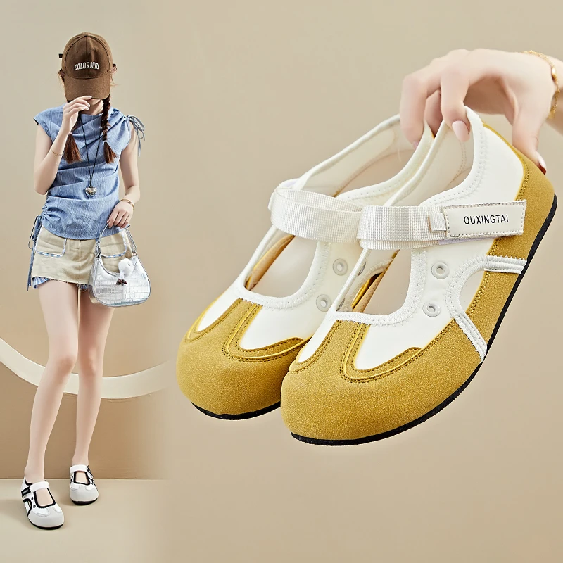 

Новая осенняя модная и дышащая повседневная обувь 2025 года – это удобные туфли на плоской подошве с круглым носком для женщин Женская обувь.