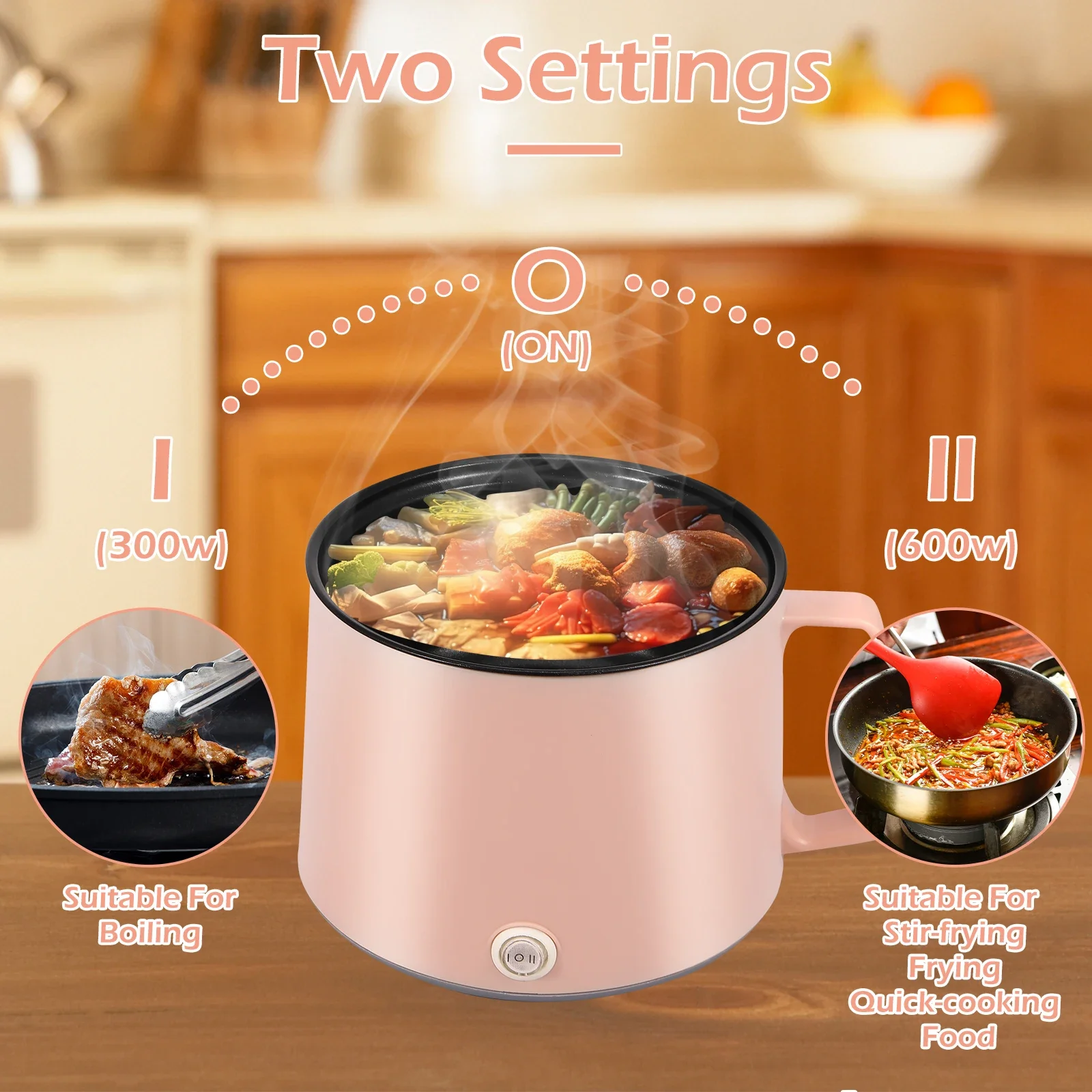 Mini Electric Rice Cooker Non-stick Multifunction Electric Rapid Cooking Machine with Steamer for 1-2 People Home Dorm UK Plug