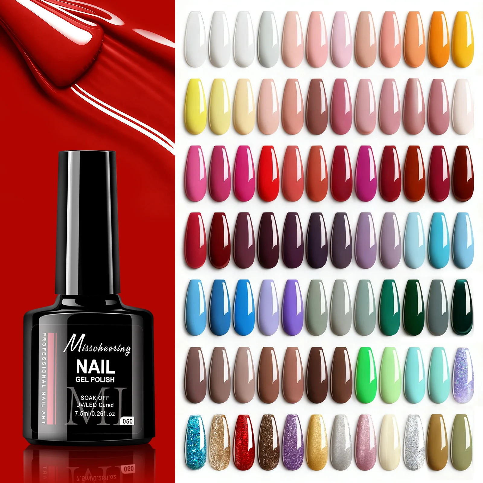 Misscheering 7.5 مللي طلاء أظافر جل بلون سادة UV/LED طلاء أظافر جل قابل للإزالة مناسب لصالونات الأظافر المنزلية تصاميم الأظافر ذاتية الصنع #2