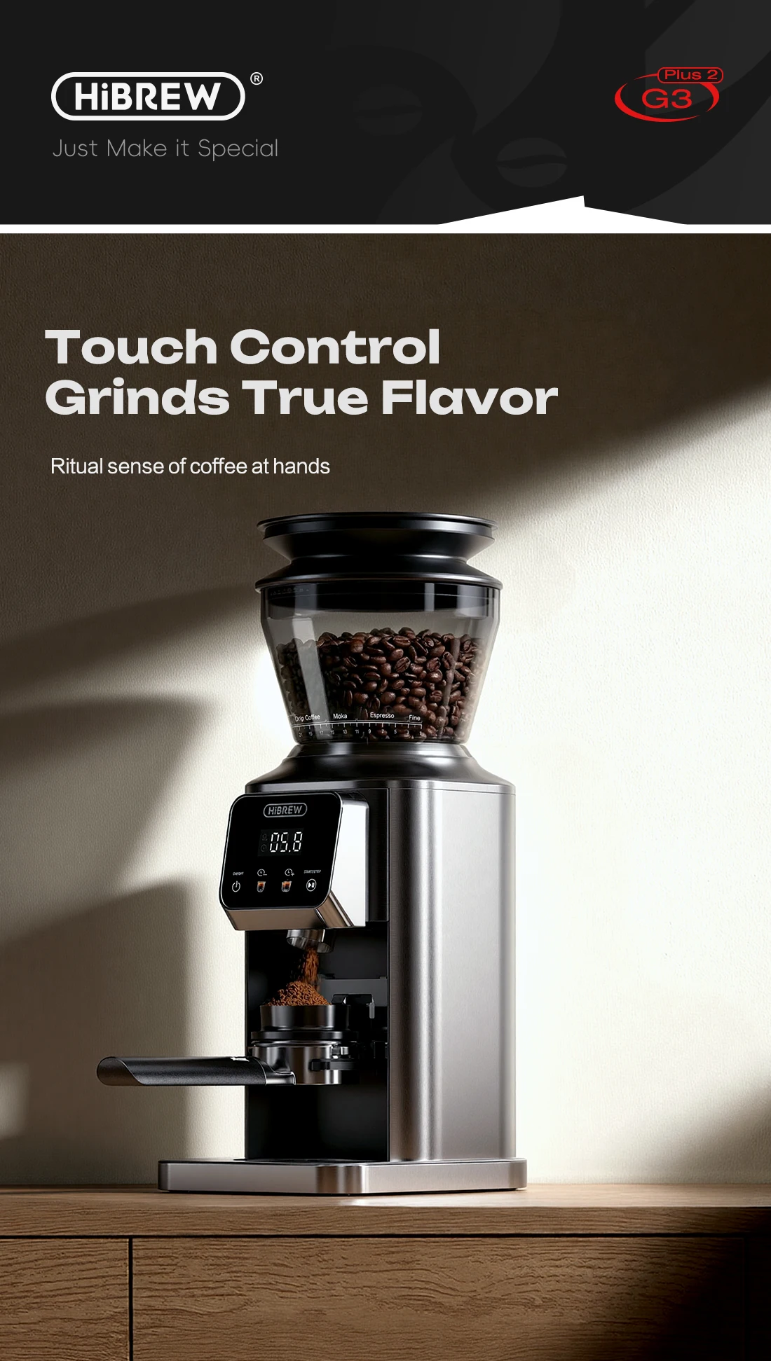 HiBREW G3 Plus 48mm Konische Mahlscheiben Elektrische Kaffeemühle Kompakte Tragbare Kaffeebohnenmühle für Espresso und Türkischen Kaffee – Detail 21