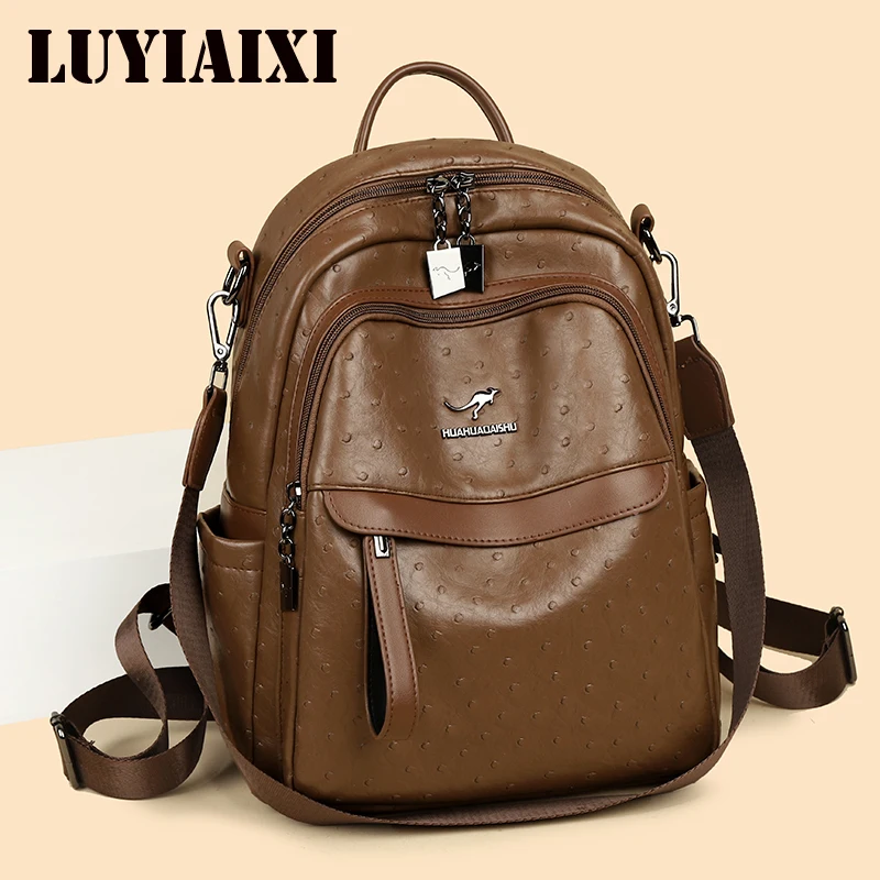 

Vintage Women Leather Backpack Purse for Women 2025 High Quality Female Design Bagpack Rucksack Large Bookbag for Girl Sac a Dos