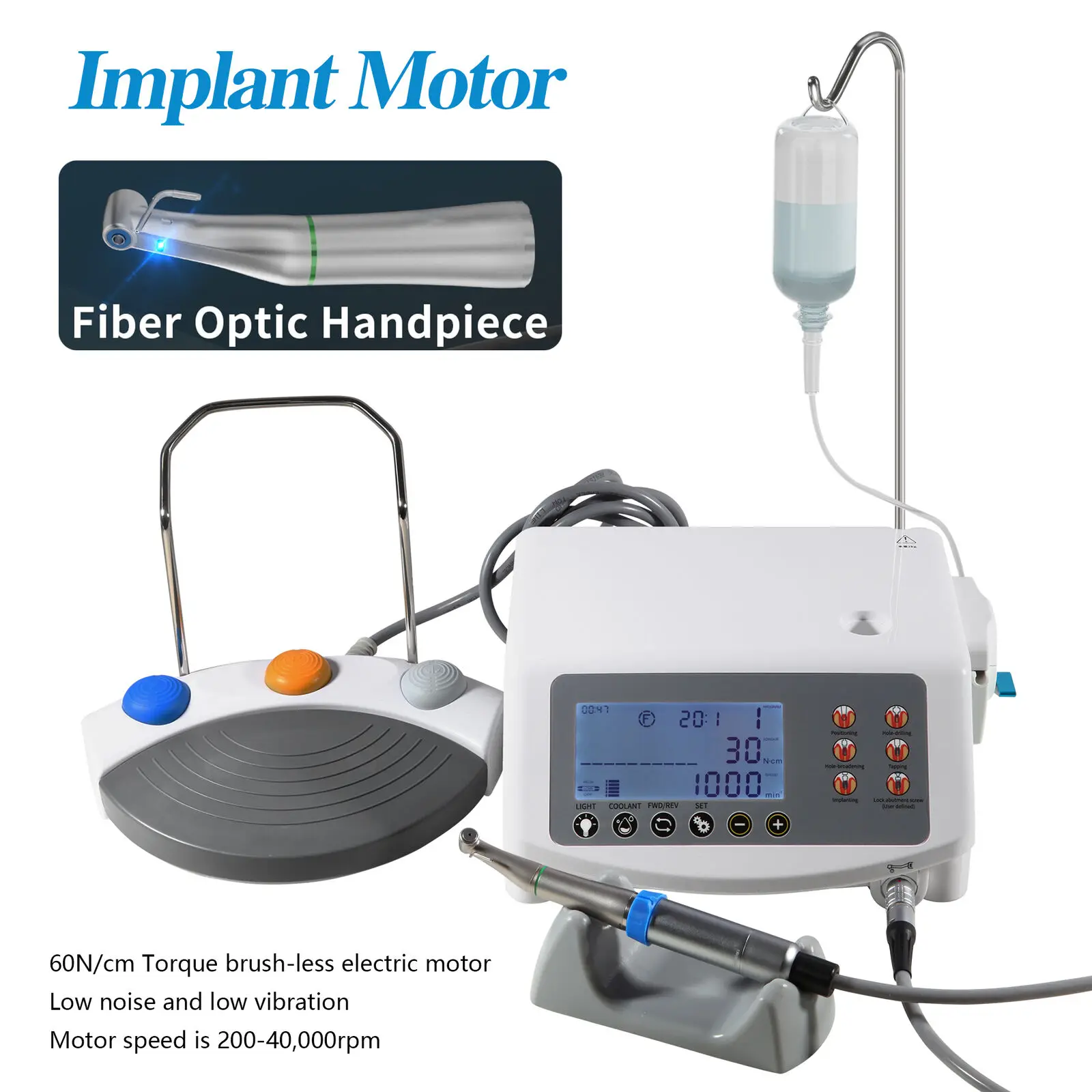 Motor de implante Dental, Sistema Quirúrgico sin escobillas/20:1 Contra ángulo, fibra óptica LED/sin LED, compatible con Nsk/Kavo