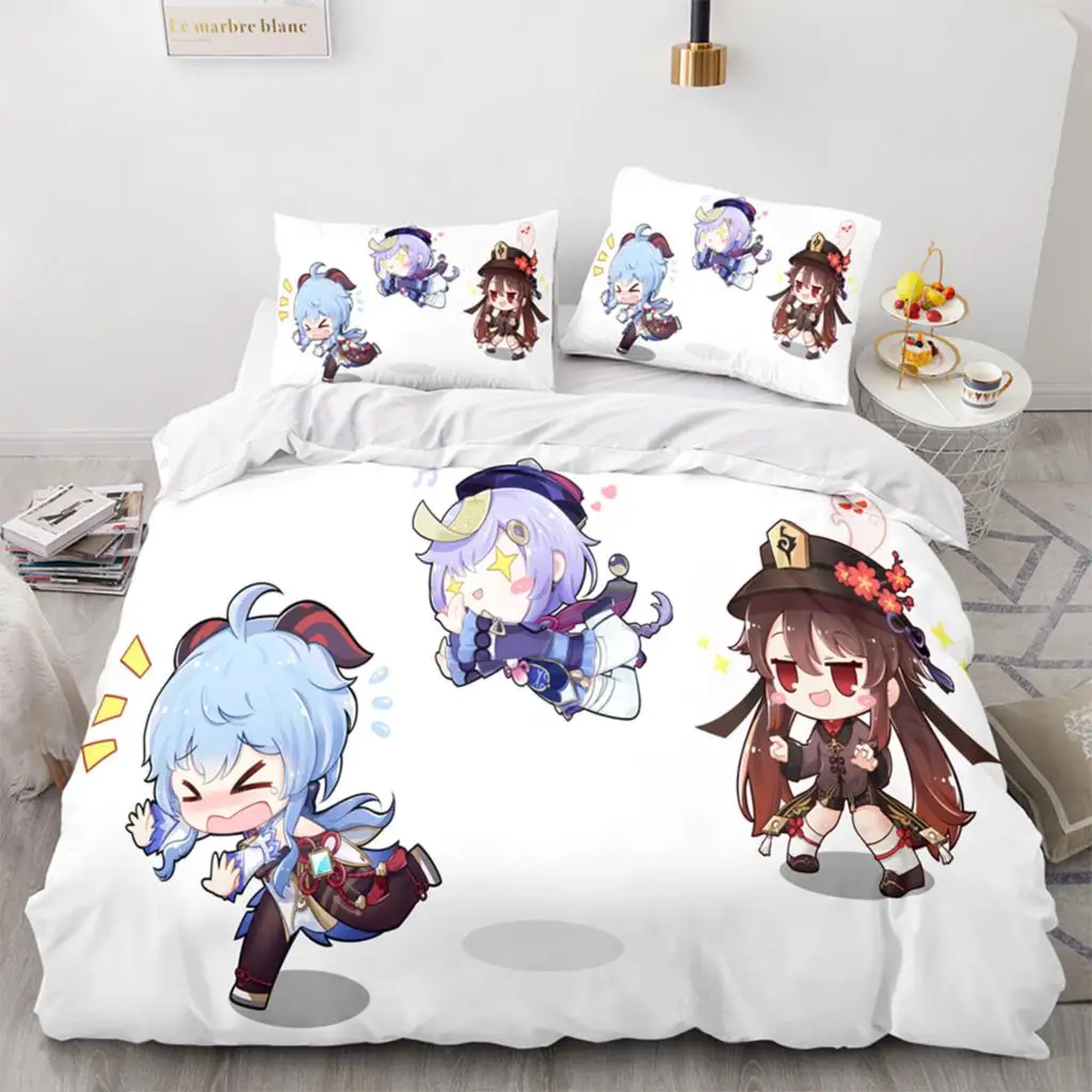 3D Print Anime Genshin Impact Xiao SUCROSE Qiqi Duvet Cover Cartoon Bedding Sets Bed Set Quilt Comforter Covers Home Textiles