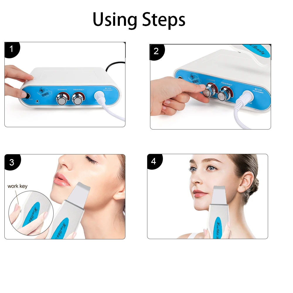 Powerful Ultrasonic Facial Skin Scrubber For Deep Cleaning Blackhead Acne Spots Remover Home Used Beauty Tool Skin Care Device