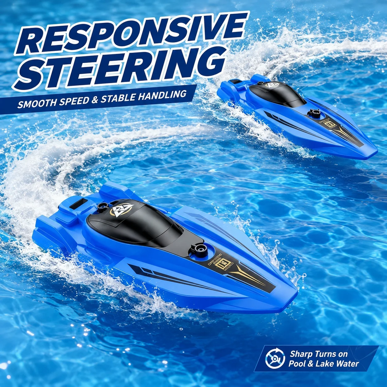2.4GHz RC Speed Boat Remote Control Racing Boat Dual Motor Waterproof High Speed Electric Boat Toy for Pool Lake Kids Boys Gift