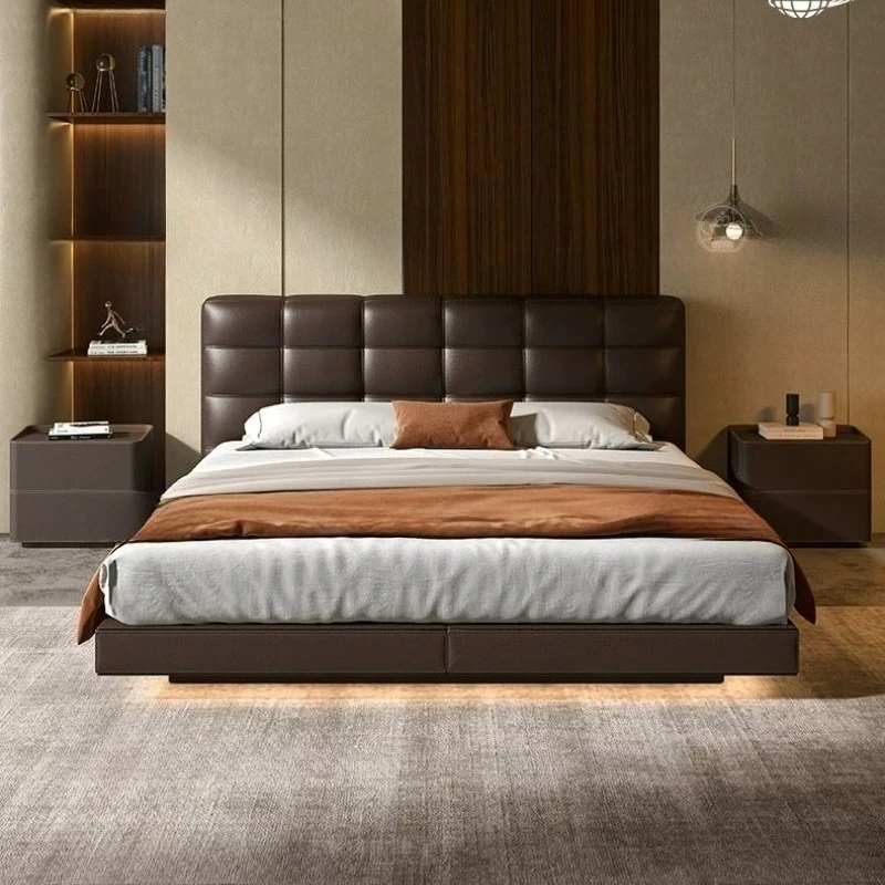 Modern Luxury Lawrence Leather Suspension bedroom beds and bed frames double bed 2 people lit 150x200cm 180x200cm furniture