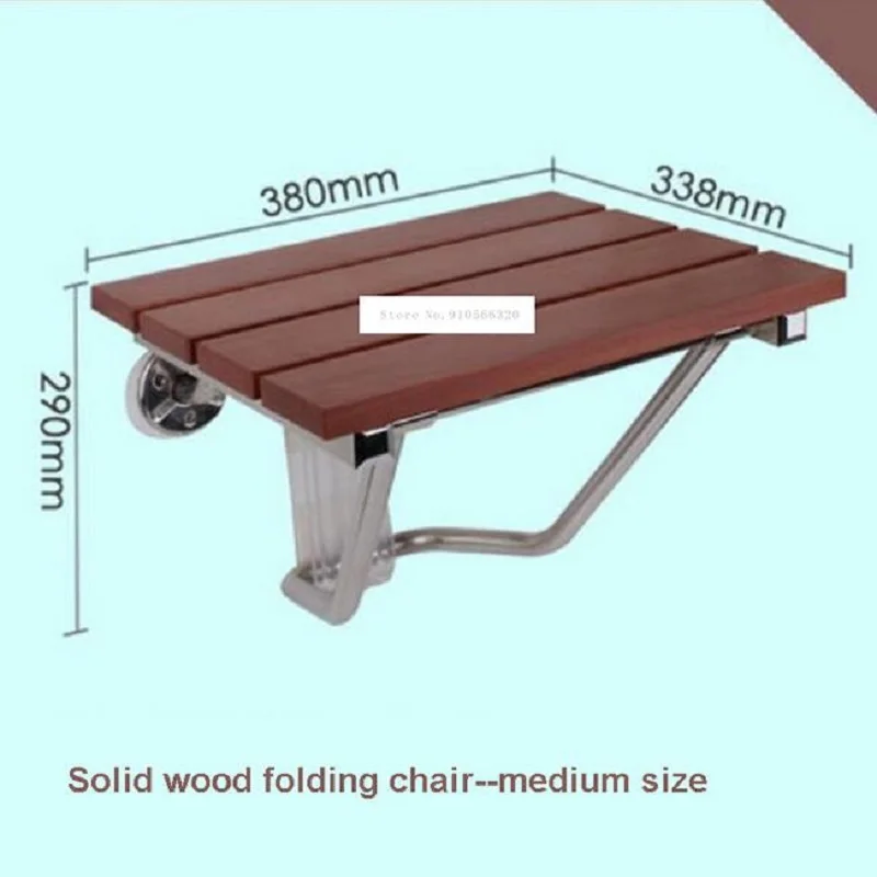 Shower Folding Seat Bath Shower Wall Chair Bathroom Stool Household Wall Mounted Shower Seat (38*33.8cm) Solid Wood High quality