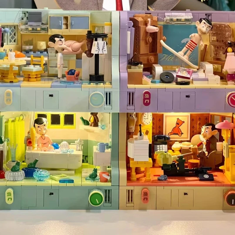 

AREAX Anime Mr. Bean Series Creativity Classic Houses Model Bricks Blocks ToysDiy Creative Assembly Puzzle Toy for Holiday Gifts