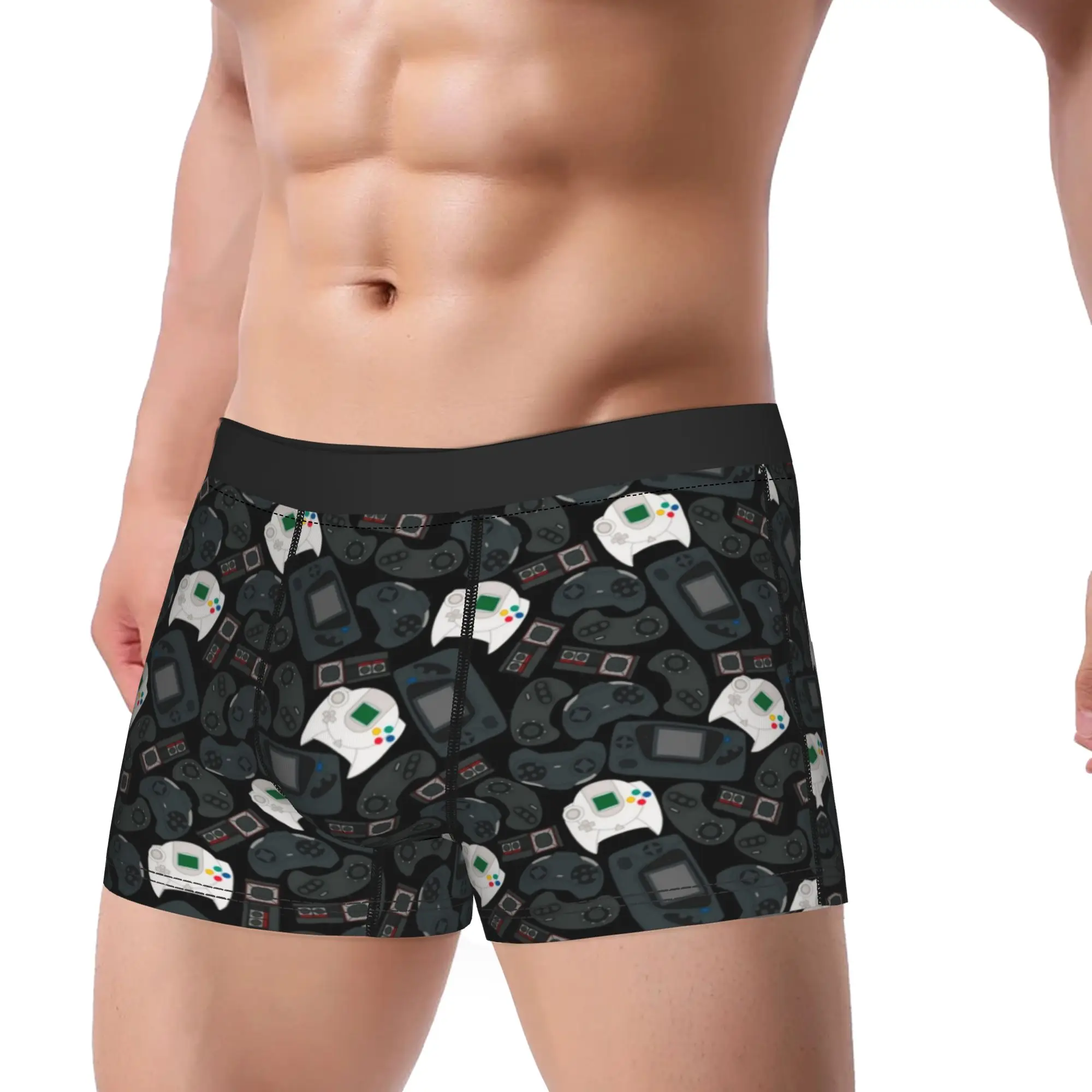 Men's Game Controller Pattern Long Underwear  Printed Boxer Briefs Shorts Panties Male Mid Waist Underpants M-XXL