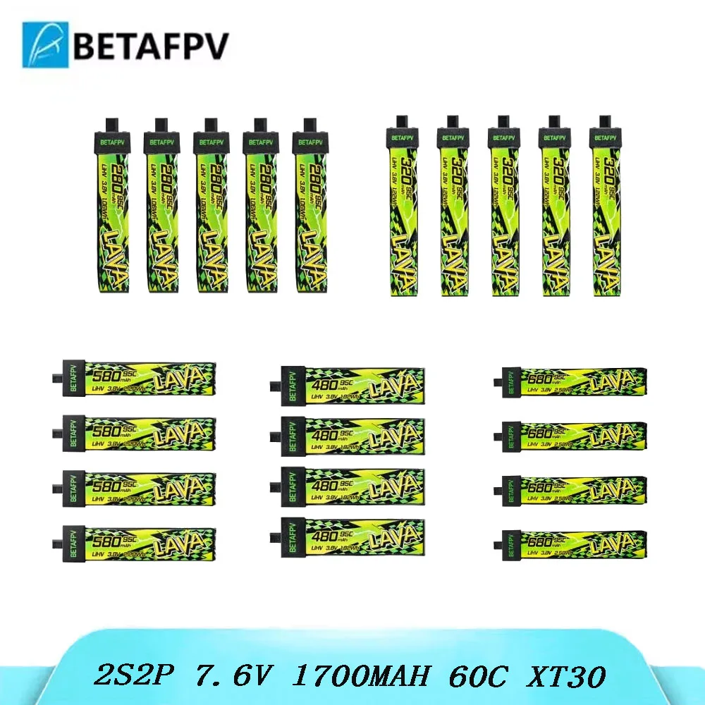 BETAFPV LAVA II 1S FPV Drone Battery 280/320/480/580/680mAh with BT2.0 Connector Suitable for Air65 6 Ports 1S Battery Charger
