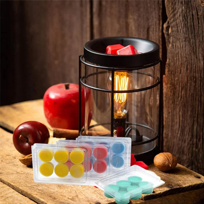 

AEE2-150 Pack Wax Melt Clamshells Molds, 6-Cavity Clear Empty Plastic Round Shape Square Wax Melt Container (Round)