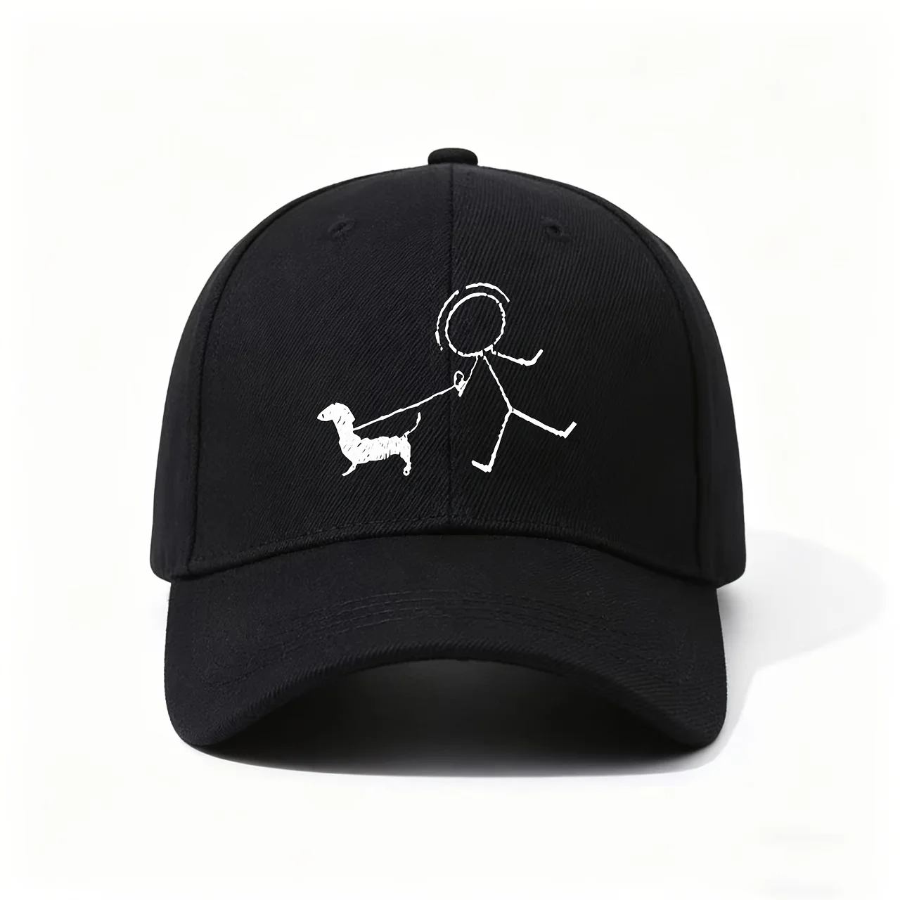 Adjustable Stick Figure & Dog Walking Print - Lightweight Breathable Suitable for Daily Outings, Beach Vacations, Camping, Wrink