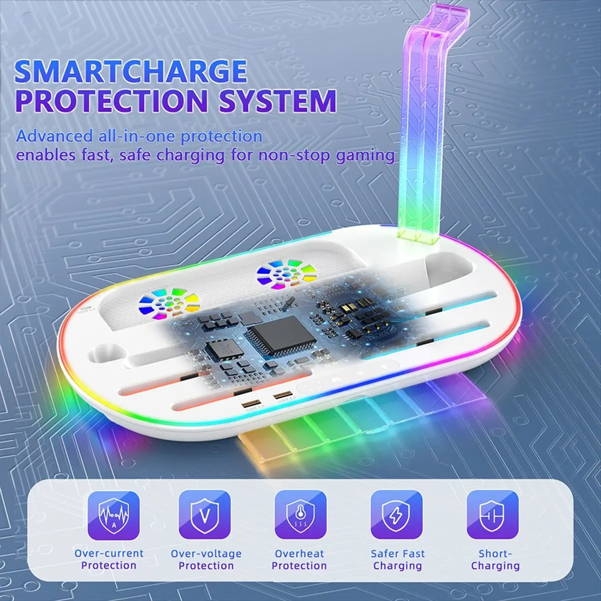 

*X07A для Switch 2, многофункциональная док-станция NS2, зарядная подставка для контроллера с RGB-подсветкой, охлаждающее зарядное хранилище, белый цвет