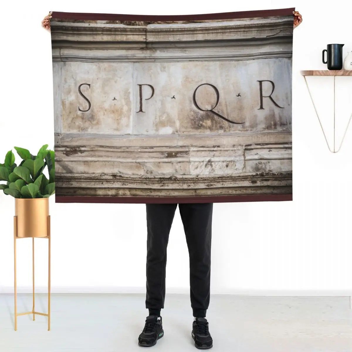 SPQR engraved on stone in Rome, Italy Throw Blanket warm for winter funny gift Soft Beds Flannel Camping Soft Big Blankets