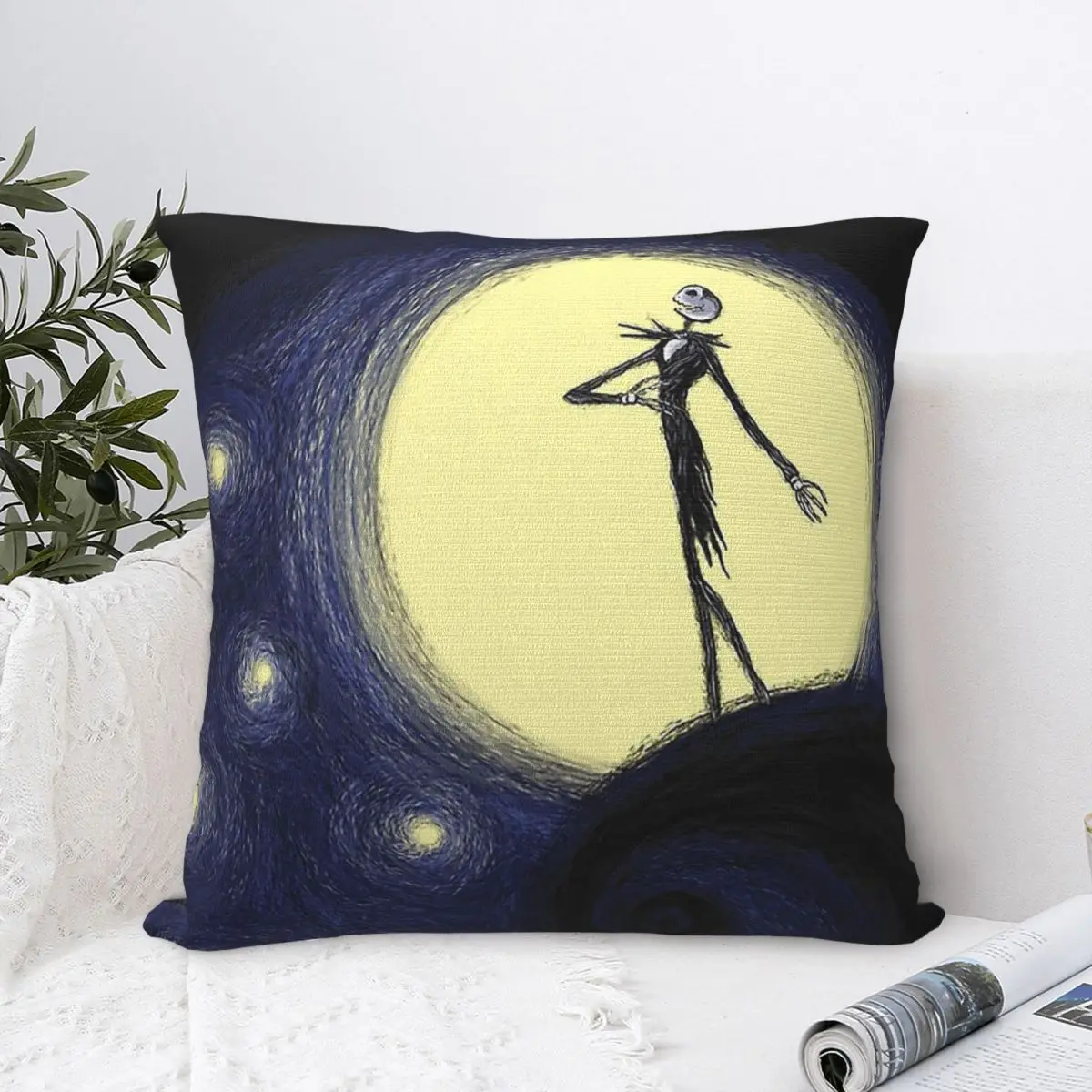 كابوس النجوم المخدة غطاء الوسادة هدية جاك Skellington كابوس قبل عيد الميلاد رمي كيس وسادة غطاء المنزل #1