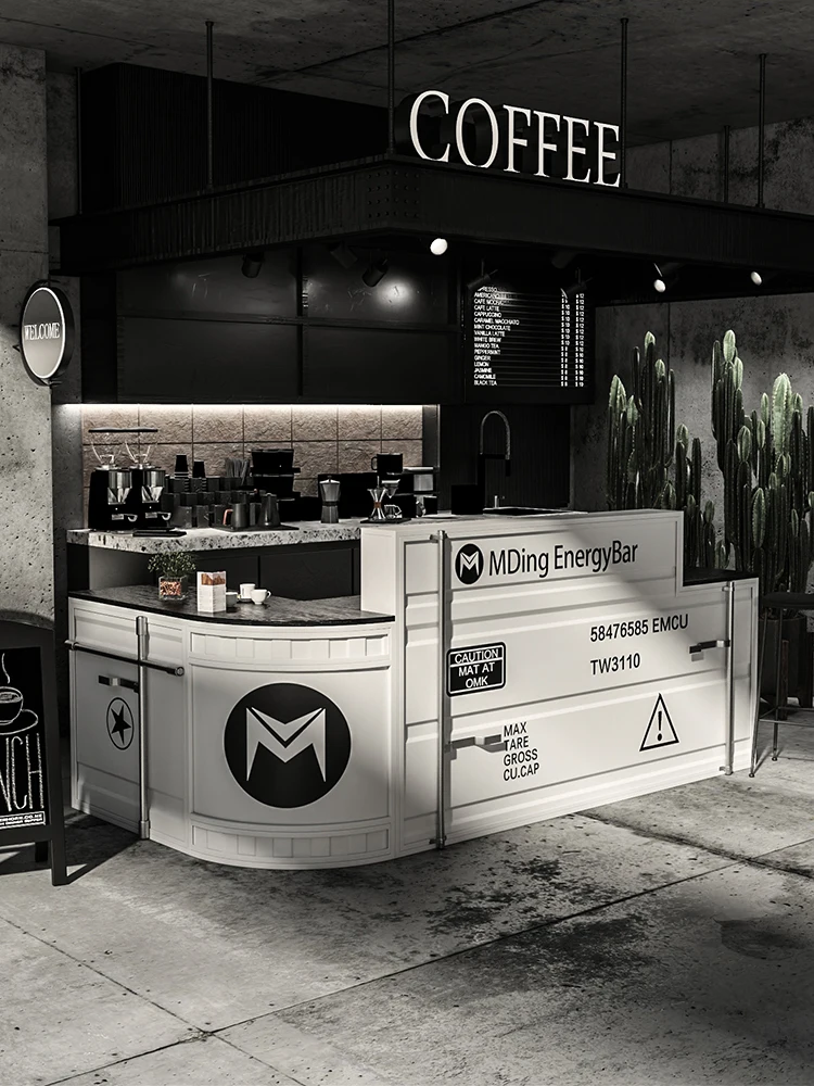 

Coffee shop, internet celebrity bar, corner counter, small retro front desk, reception desk