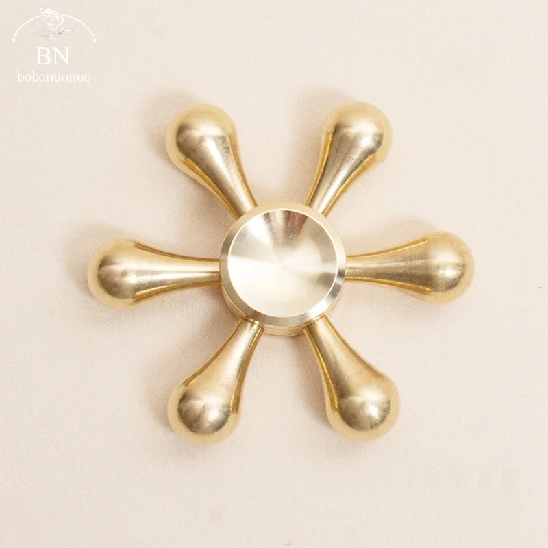 Brass Hand Gyro Novel Fidget Spinner Copper Antistress Relieve Fingertip Bearing for Kids Children Gifts Hand Toys Boys