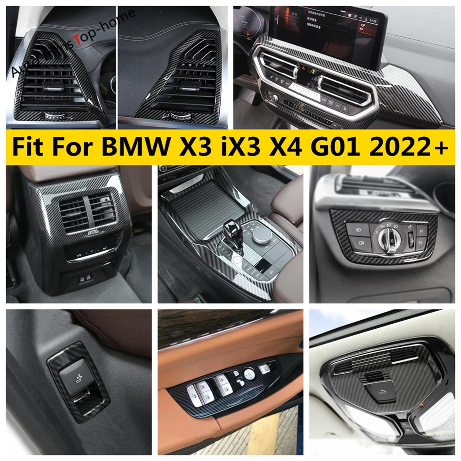 

Gear Shift Panel Dashboard Frame Window Lift Button Head Light Lamp Cover Trim Car Accessories For BMW X3 iX3 X4 G01 2022 2023