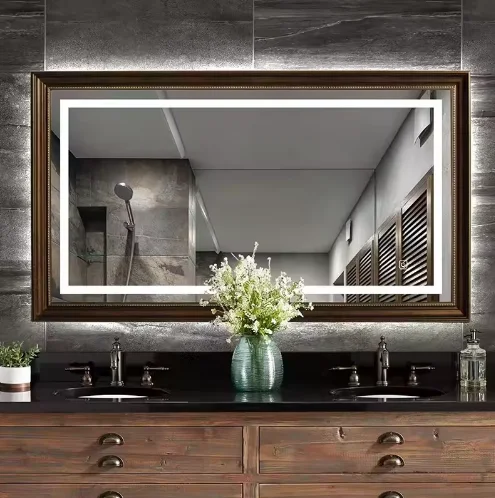 

Hot Sale Rectangle Polished Anti Fog Bathroom Led Smart Mirror With Touch Switch For Bathroom Use