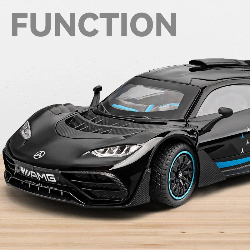 

1:24 Mercedes-Benz ONE AMG Supercar, модель автомобиля из сплава, игрушечный автомобиль, литье под давлением металла, звуковой и световой автомобиль, игрушки для детей, автомобиль