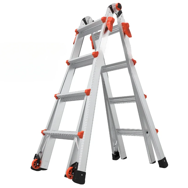 Ladder Household folding multi-functional telescopic lifting herringbone ladder Thick aluminum alloy engineering ladder