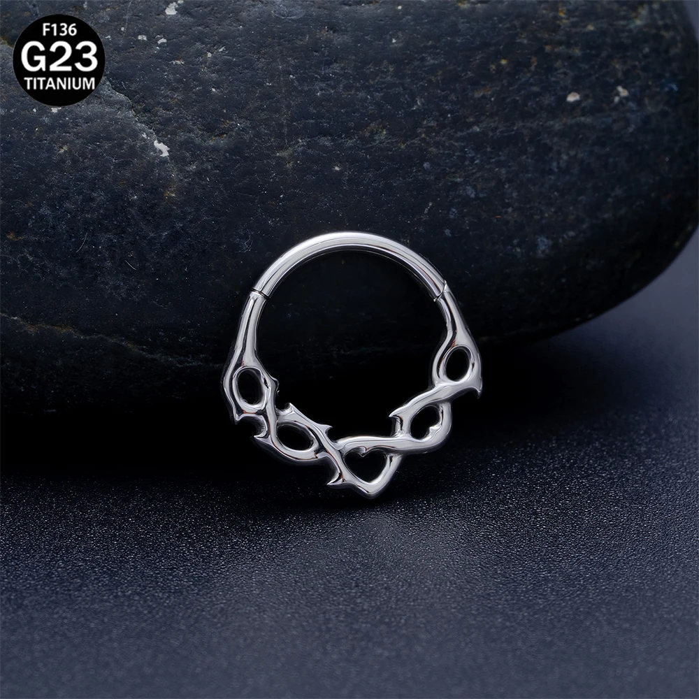 

ASTM F136 G23 Titanium Thorns Nose Ring Cartilage Earring Hinged Segment Septum Clicker Hoop Tragus Helix Piercing Jewelry