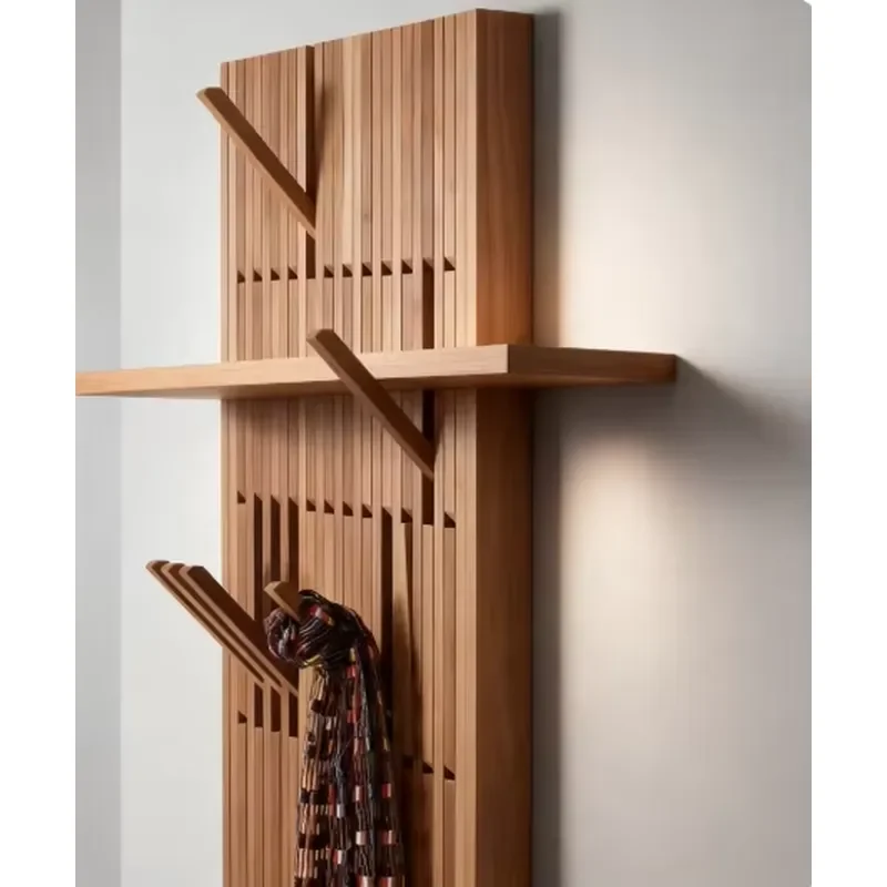 Modern Solid Wood Wall Coat Rack Oak Beech Foldable Piano Key Hooks Adjustable Living Room Hanger Storage Organizer for