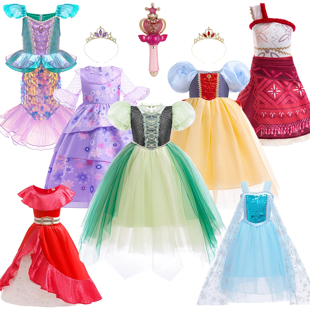 Boutique Carnavl Party Child Elena Costume Encanto Isabella Purple Flower Sequins Dress Birthday Fancy Elsa Anna Ariel Dress Up