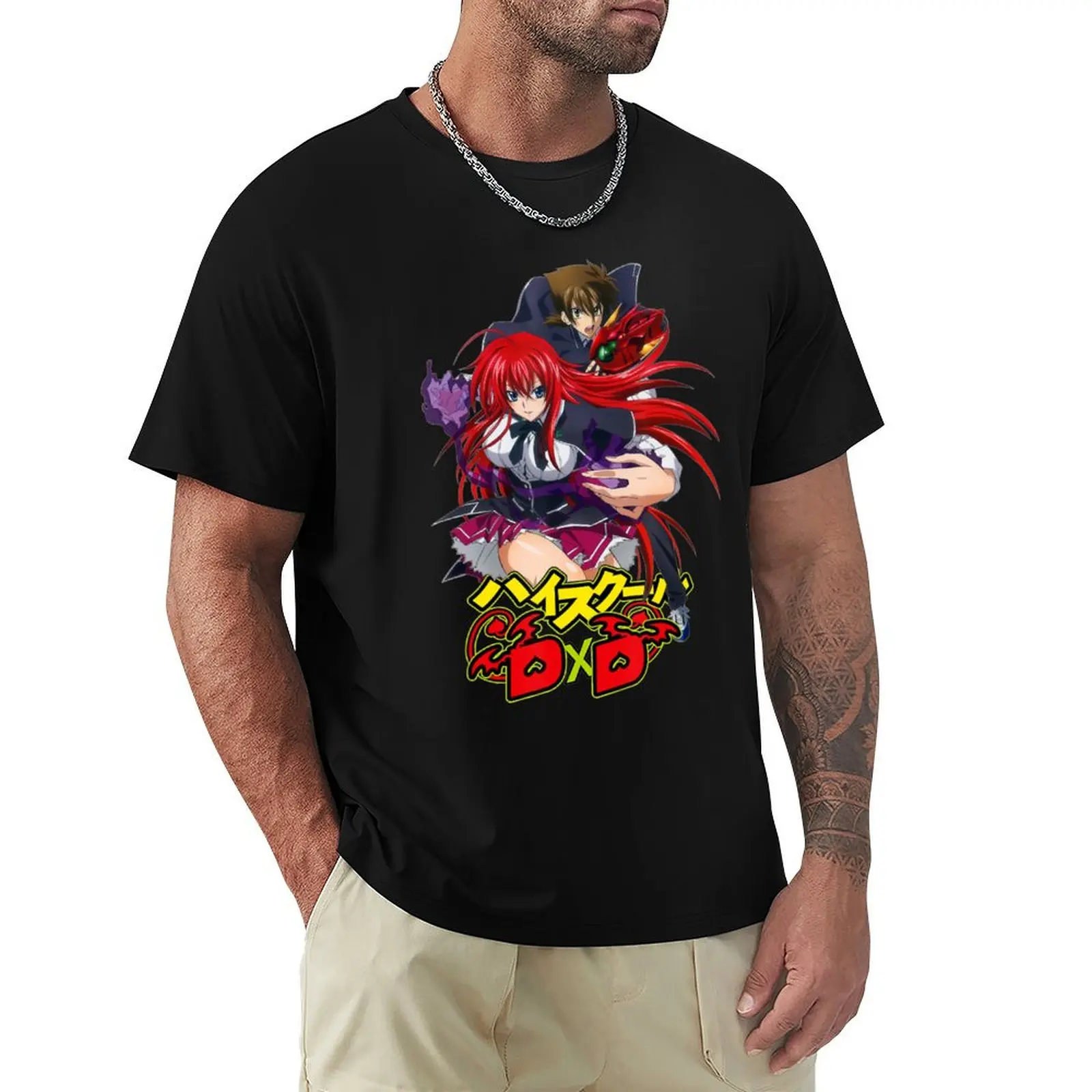 Funny High School Anime DxD Rias Gremory With Friend T-Shirt cotton t-shirt plain for man package T-Shirt