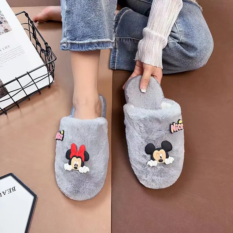 Minnie Mouse Mickey Autumn Slippers Cartoon Cute Couple Parent-child Personality Creative Indoor Outdoor Shoes women Slippers