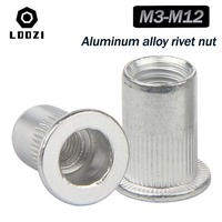 20/50pcs M3 M4 M5 M6 M8 M10 M12 Aluminum Alloy Rivnut Flat Head Threaded Nut Vertical Stripe Rivet Insert Nutsert Cap Rivet Nuts