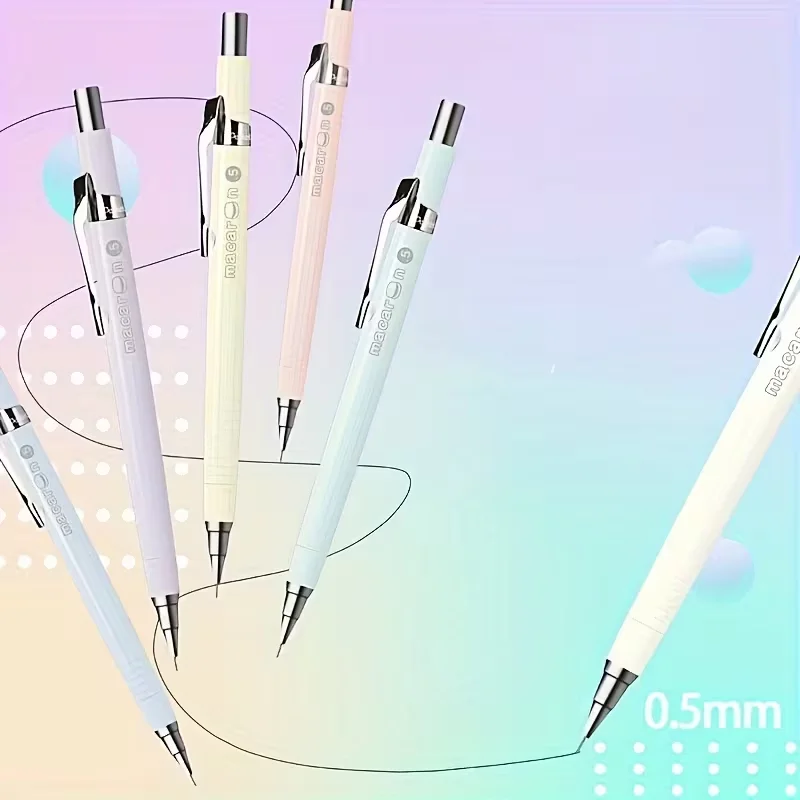Macaron-Colored Cute Automatic Pencil + 0.5mm Student Drawing and Writing Pencil with Break-Resistant Lead and Retractable Mechanism