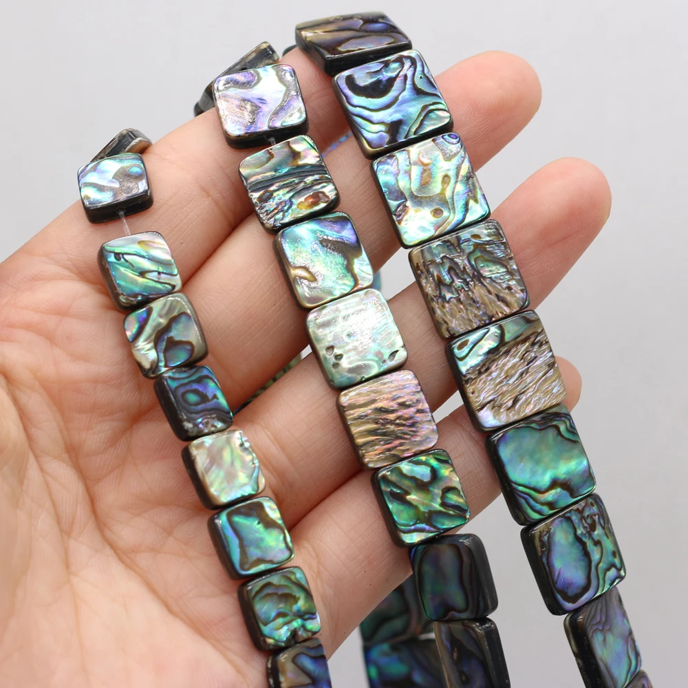 DIY-Perlen in quadratischer Form, Isolationsperlen, Perlen aus Abalone-Muschel, 8–14 mm, zum Basteln von Schmuck, für DIY-Halsketten, Armbänder, Ketten und Ohrringe. – Detail 2