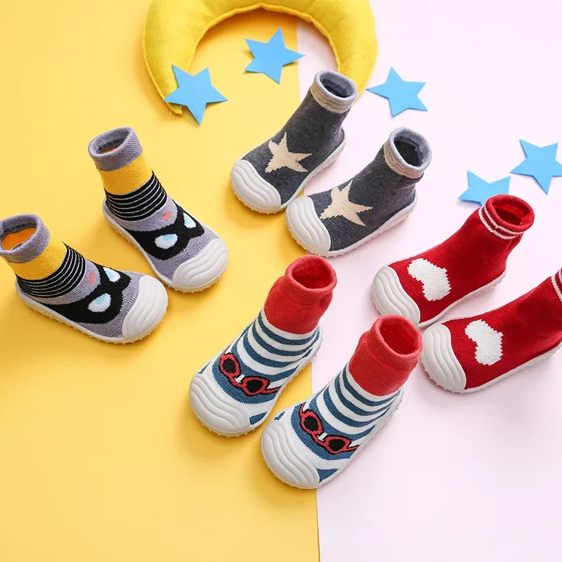 Children's Floor Socks | Baby Toddler Shoes | Rubber Sole Cartoon Tube Socks for Autumn and Winter