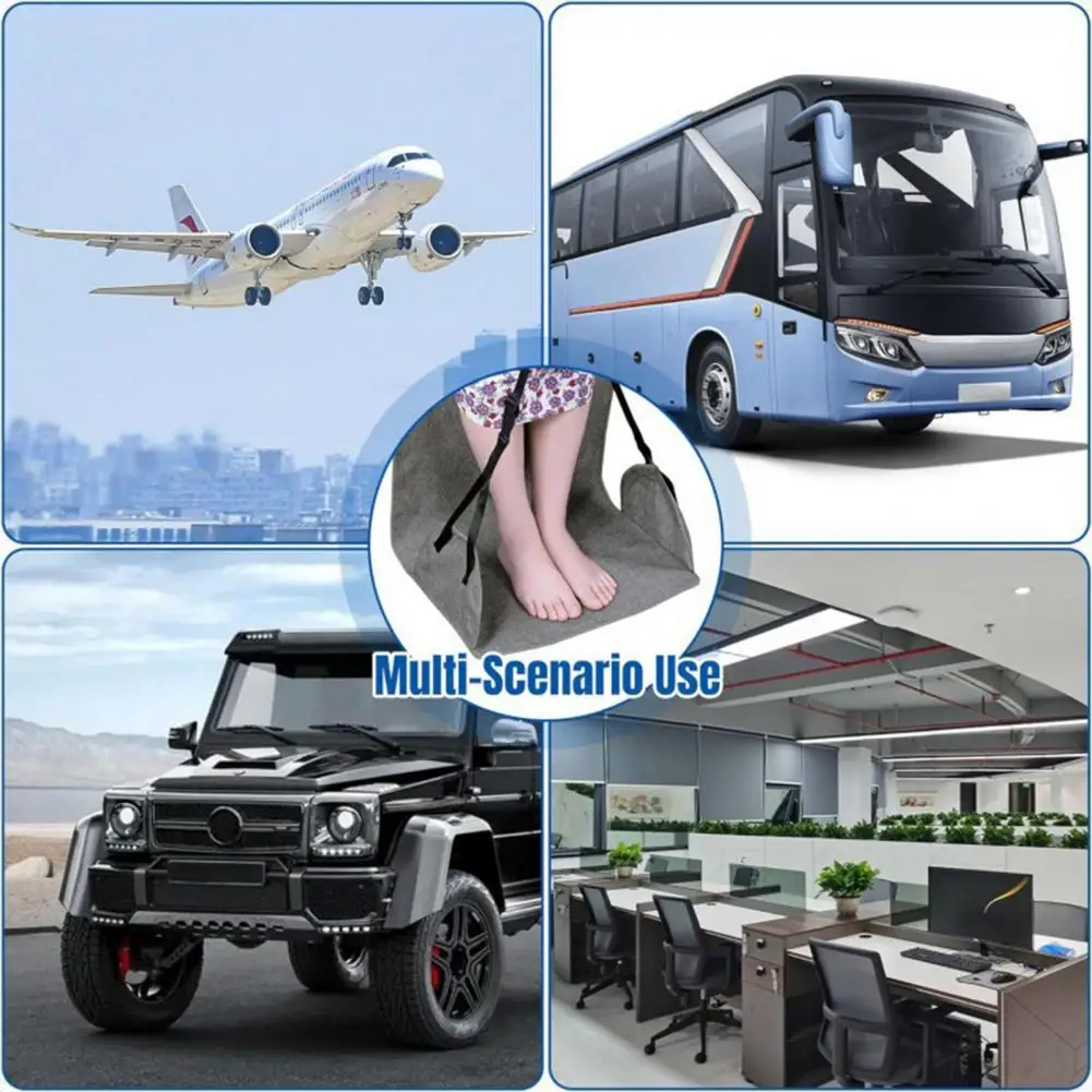 Portable Foot Hammock Adjustable Airplane Foot Hammock for Office Travel Wide Platform Base for Relaxing Feet under Desk