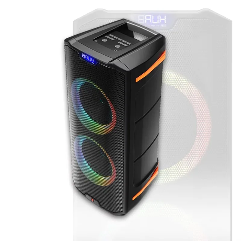 Portable 6.5 Inch Active Speaker Box, with front woofer and LED light, built-in battery for party and daily use