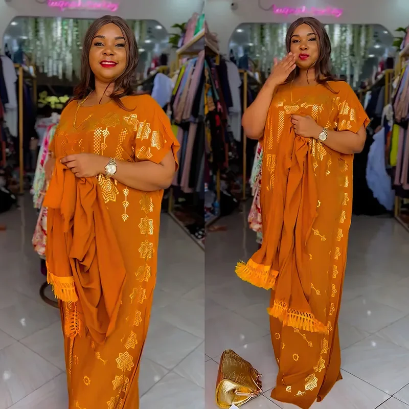 

African Dresses for Women Scarf Robe Dubai Abaya Kaftan Satin Africa Clothing Boubou Ankara Dashiki Muslim Dress Ramadan Caftan