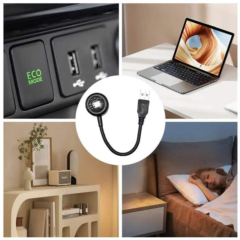 Cabo do telefone móvel Mudando Luzes LED, 7 Cores, USB Rotatable, Luzes LED Strip, Lâmpada Plug, Sunset Light Projector