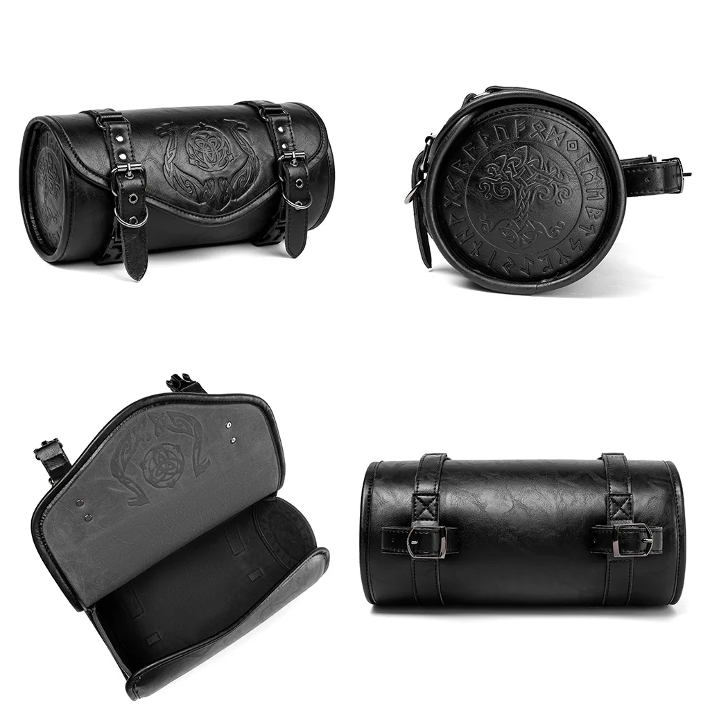 Vintage Motorrad-Werkzeugtasche Aufrollbare Aufbewahrungstasche Universal für Harley Chopper Bobber Cruiser Retro Vordergabel Lenker Satteltasche – Detail 8