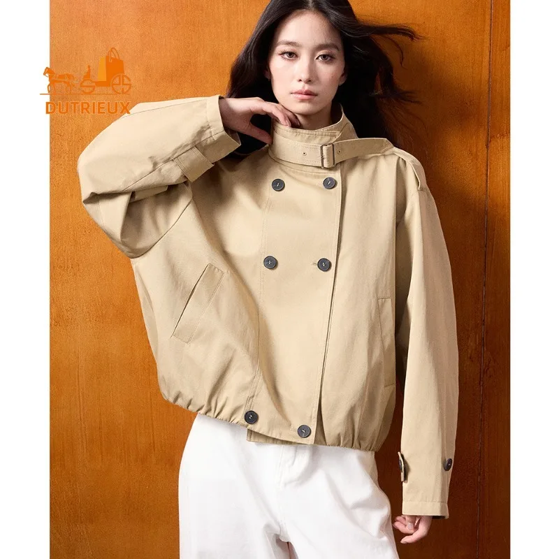 2026 New Spring and Autumn Women's Short Oversize Easy-Going Trench Coat, Timeless Premium Jacket for Women