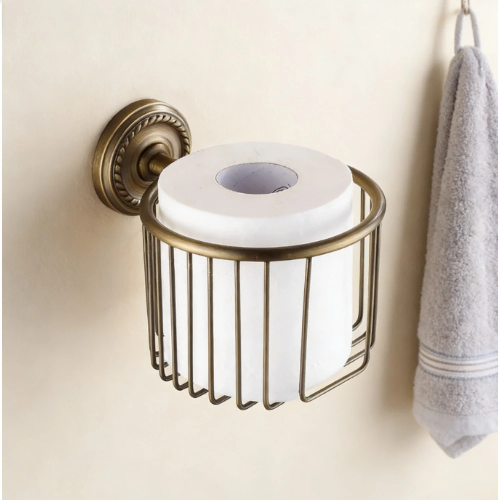 

Настенная корзина из старинной латуни, стойка для туалетной бумаги
